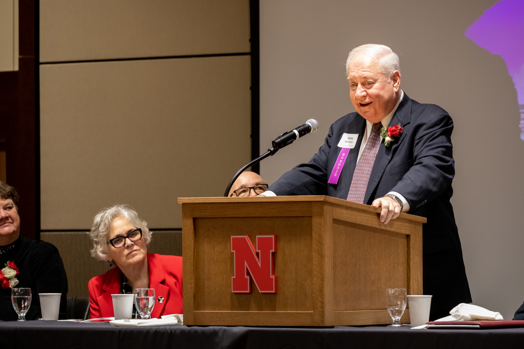 Larry Sitzman speaking at the Nebraska Hall of Agricultural Achievement celebration