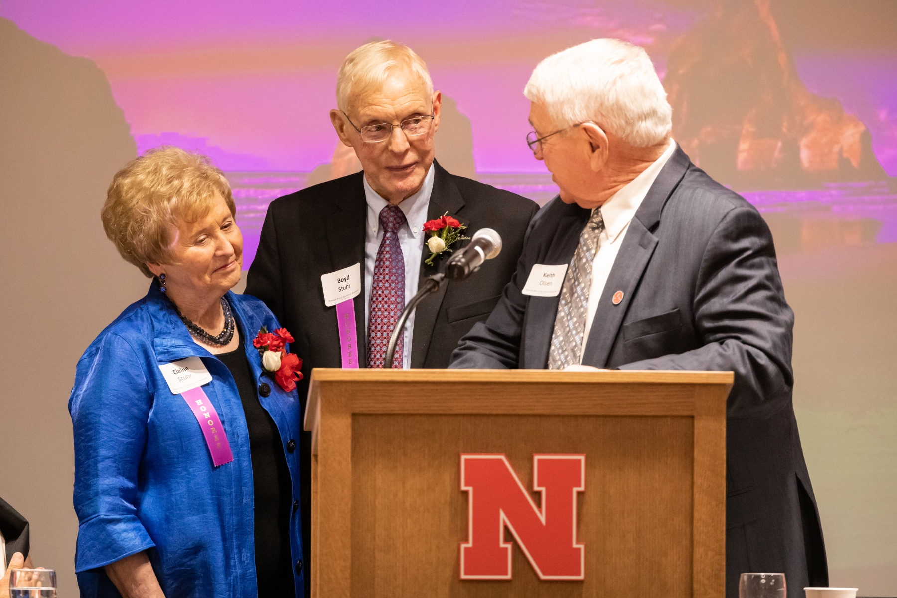 Boyd and Elaine Stuhr being recognized as a Nebraska Hall of Agricultural Achievement honoree