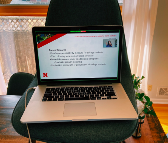 laptop with Sunderman's presentation