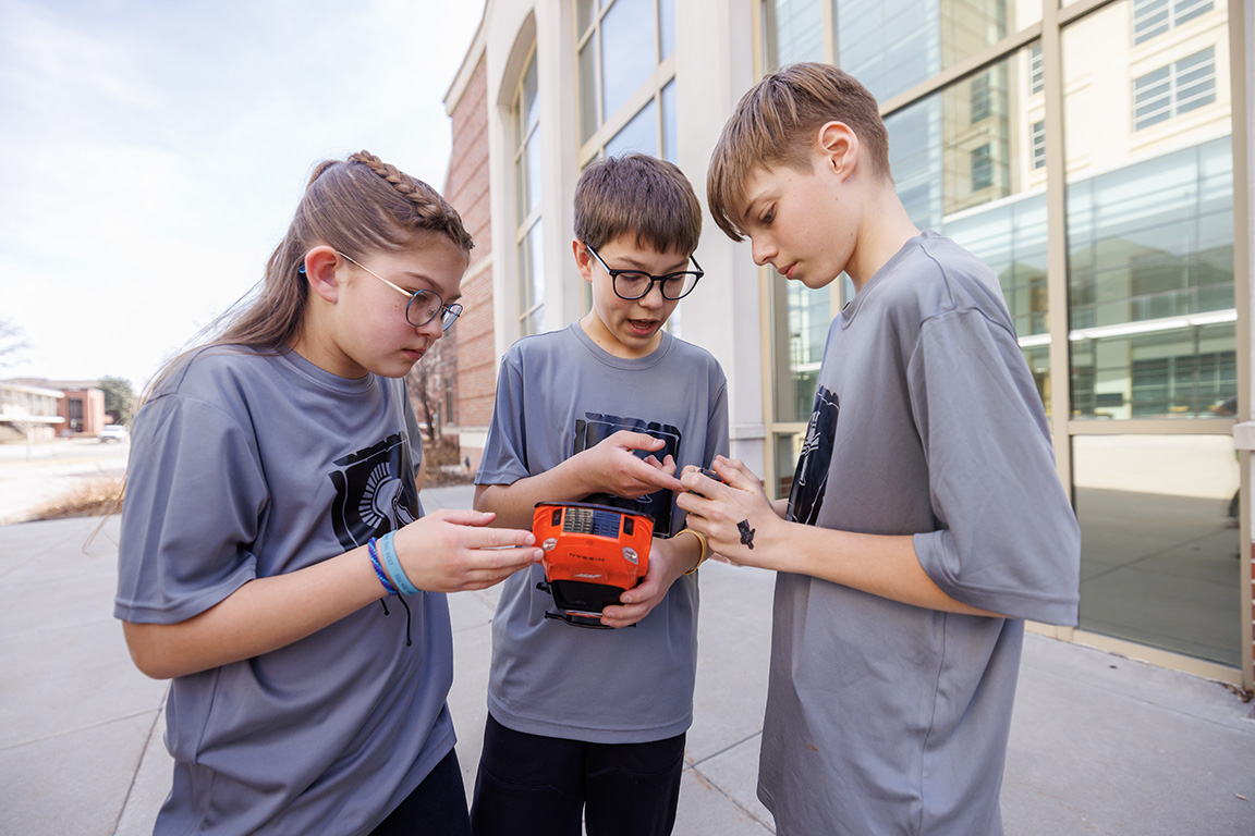 Students participate in a ‘Changing the World in the Raikes School’ Campus Experience at the Kauffman Center.