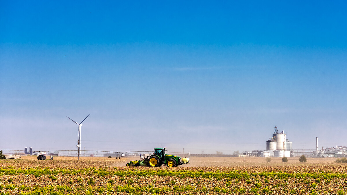 tractor in a pasture