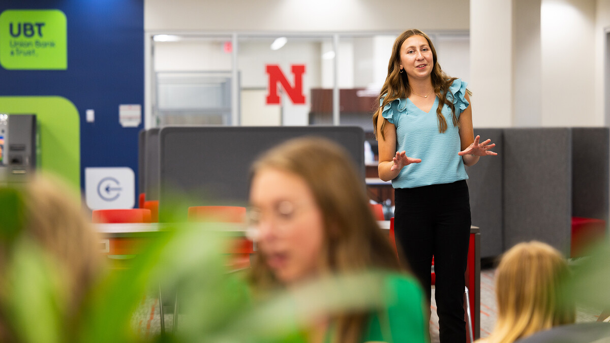 Megan Macklin, 16, practices her speech with her sisters and cousins.