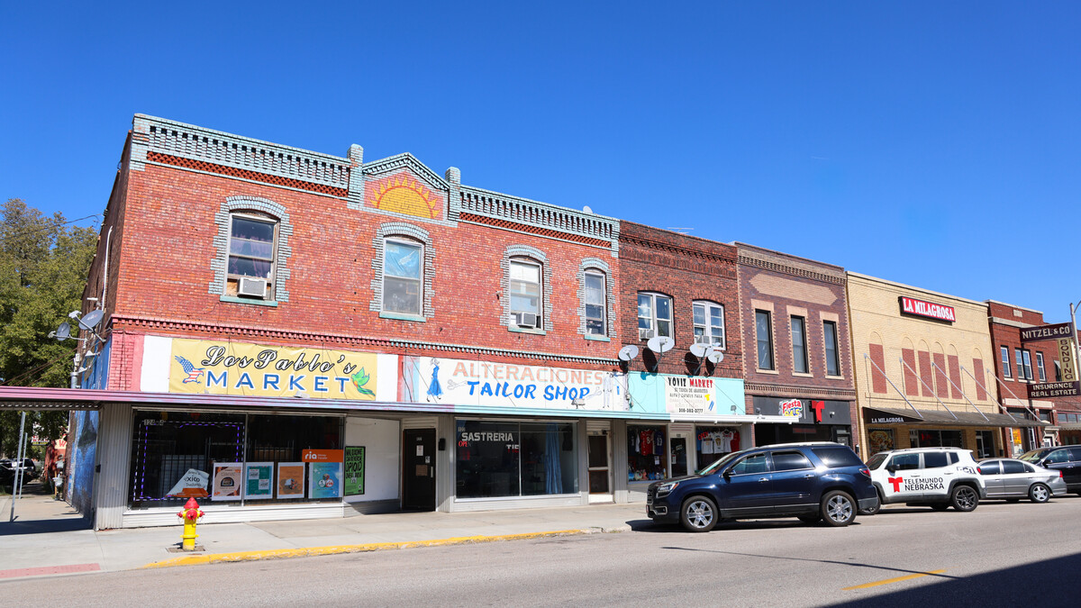 A view of businesses on West 4th Street in Grand Island, with La Milagrosa Supermarket, the starting place of Monday’s walking tour, in the background.