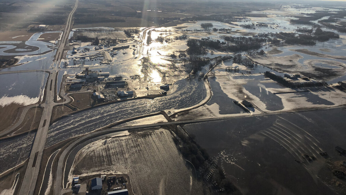 A photo from the Nebraska Emergency Management Agency shows vast flooding in Nebraska