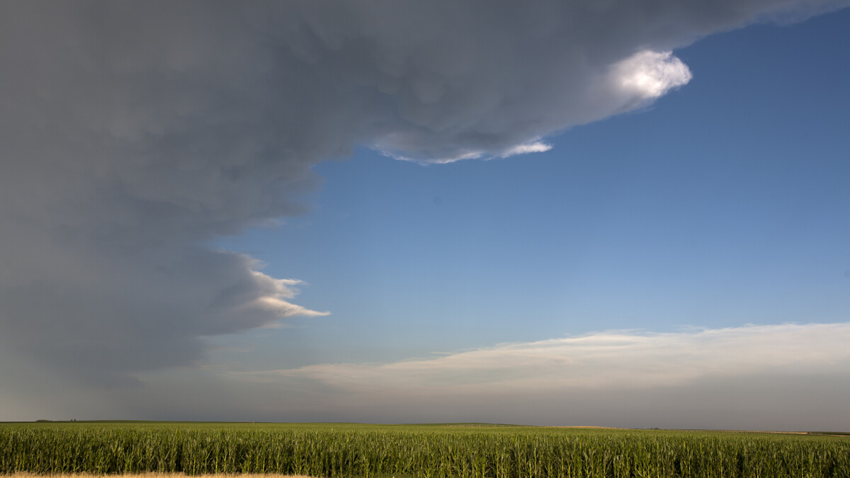 blue sky an clouds over farmland