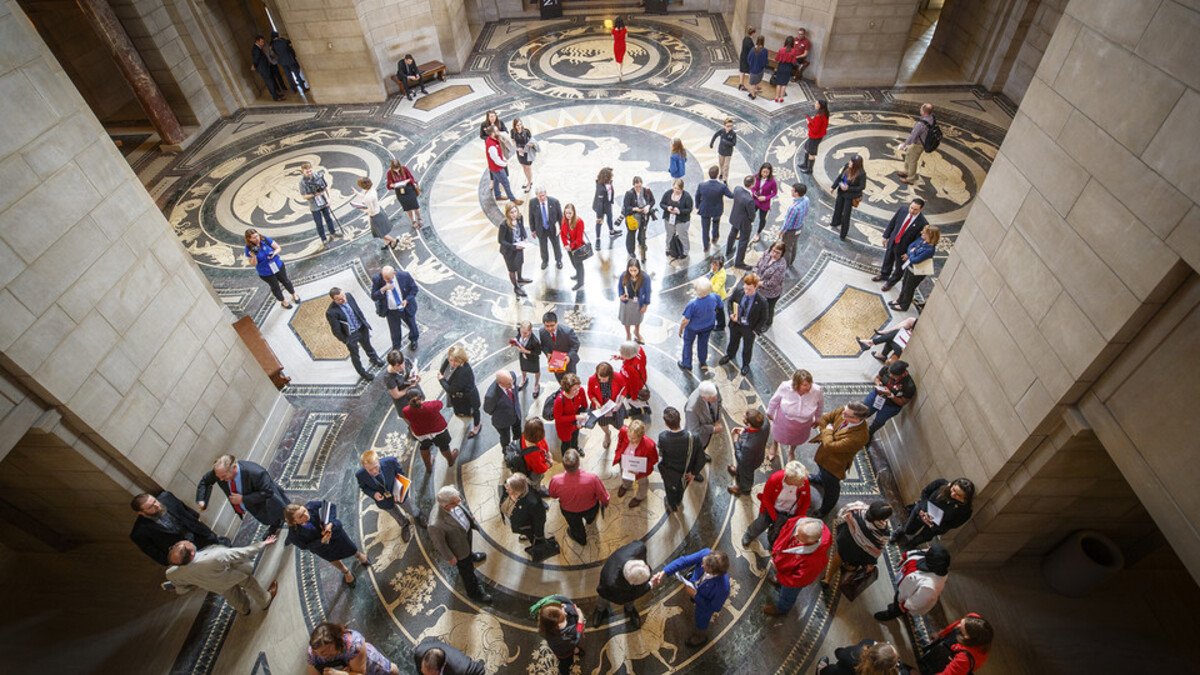 Overhead view of state capital first floor