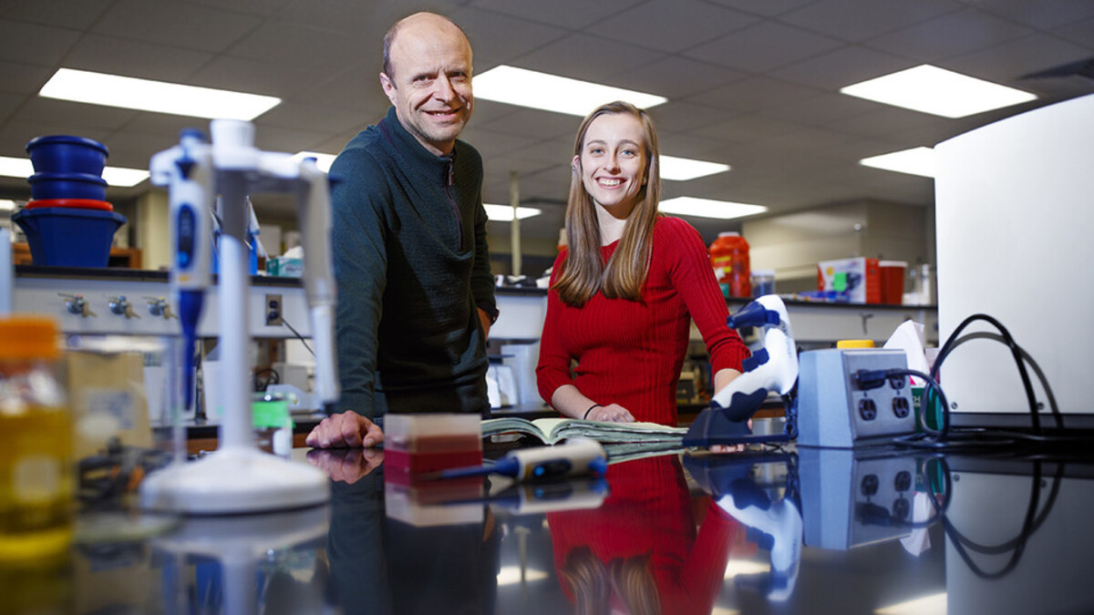 Daniel Ciobanu, associate professor of animal science at the University of Nebraska–Lincoln and Lianna Walker, graduate student at Nebraska