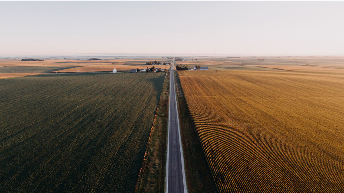 overhead view of rural road