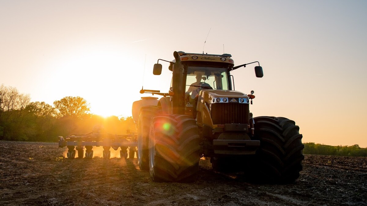 tractor in the sunset