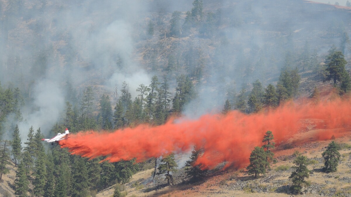Plane putting out a fire