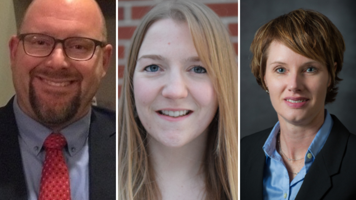 From Left: Jeremy Gehle, Kate Gibson and Marie Krausnick recently graduated in the eighth class of the Nebraska Water Leaders Academy. Links to larger image.