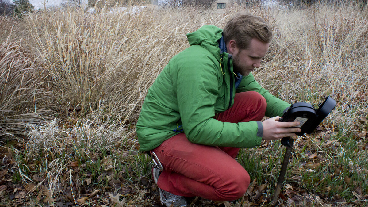 Student placing sensors
