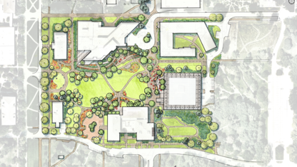 a rendering of updates to legacy plaza meadows 