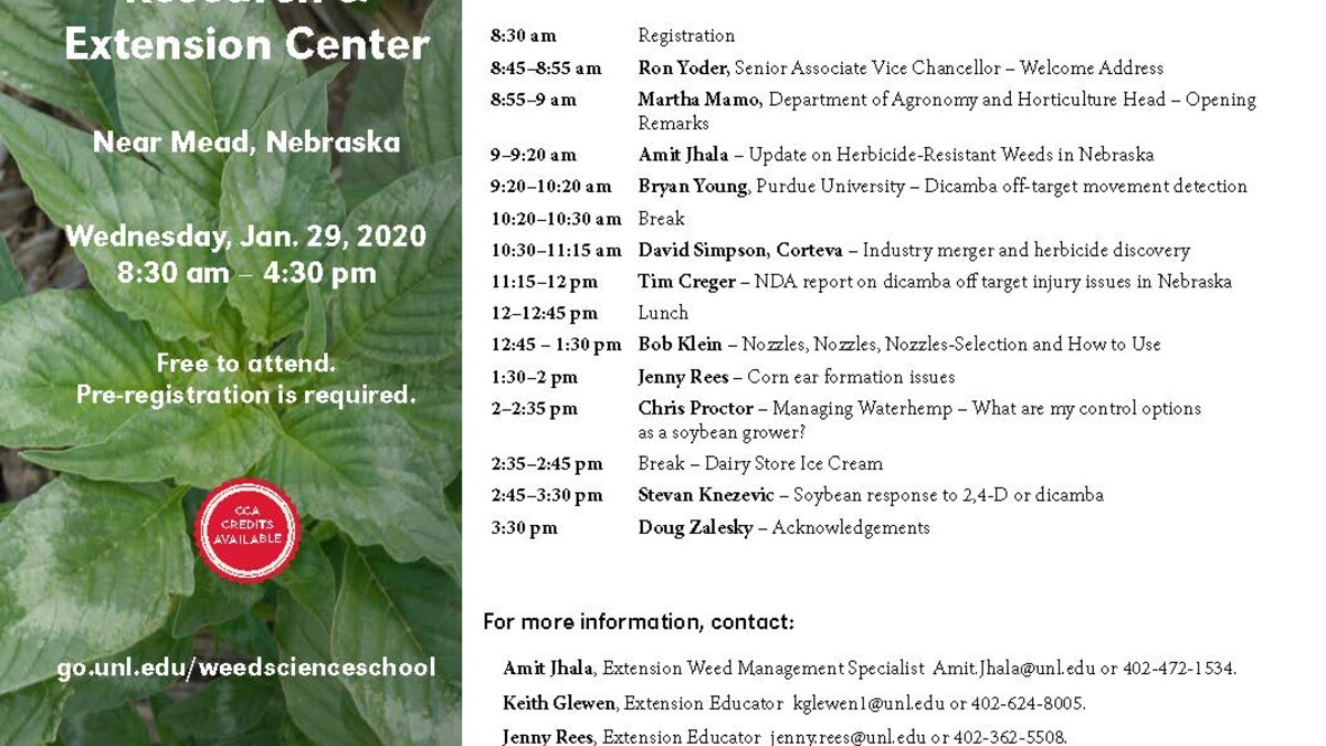 Weed Science School itinerary. 