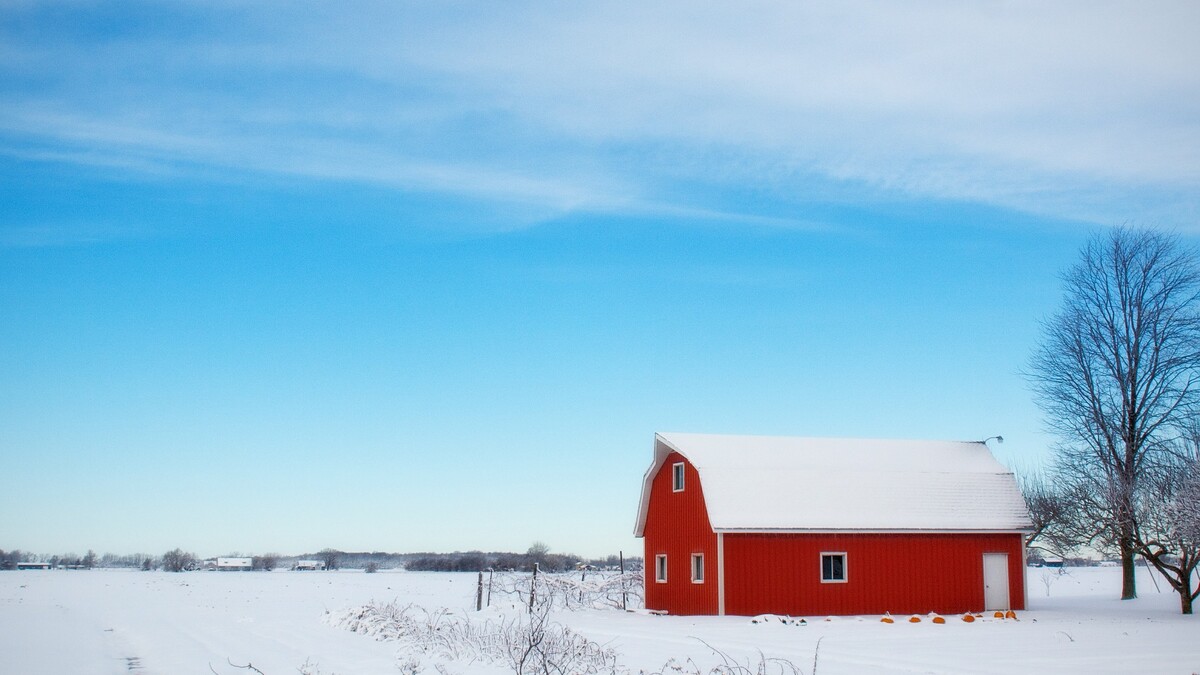 Barn in snow