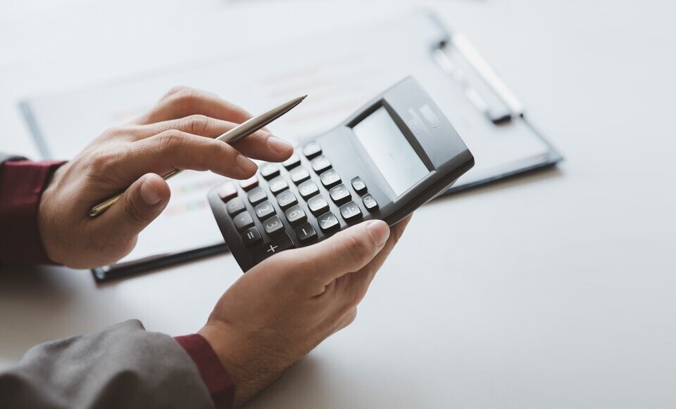 calculator and clipboard