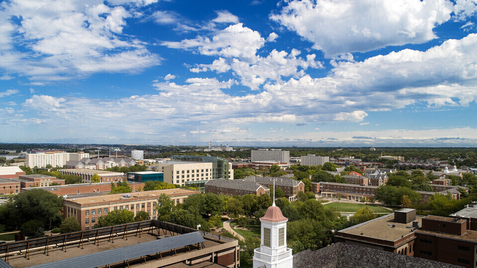 aerial view of city campus