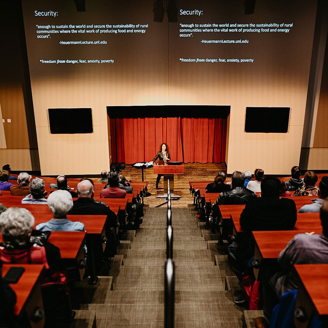 Dr. Elena Bennett speaking at the Heuermann Lecture