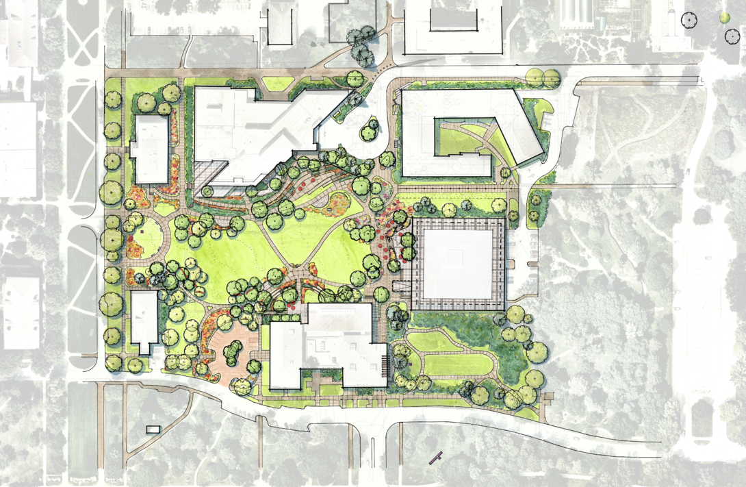 a rendering of updates to legacy plaza meadows 