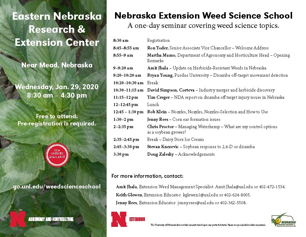 Weed Science School itinerary.