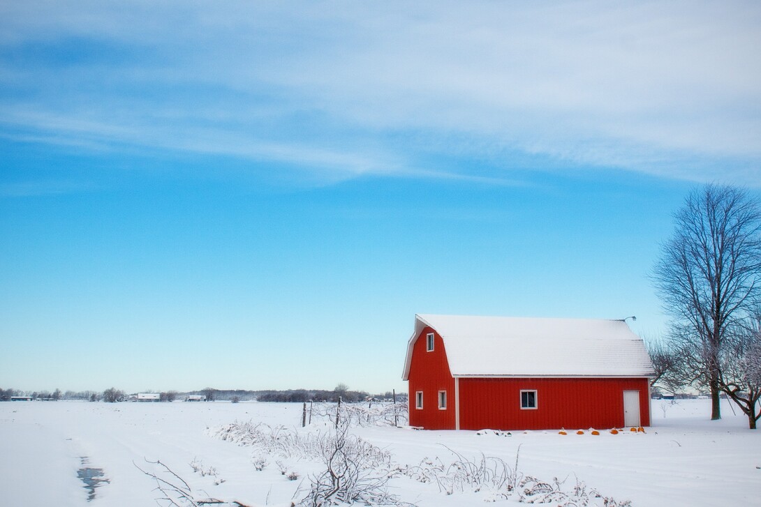 Barn in snow