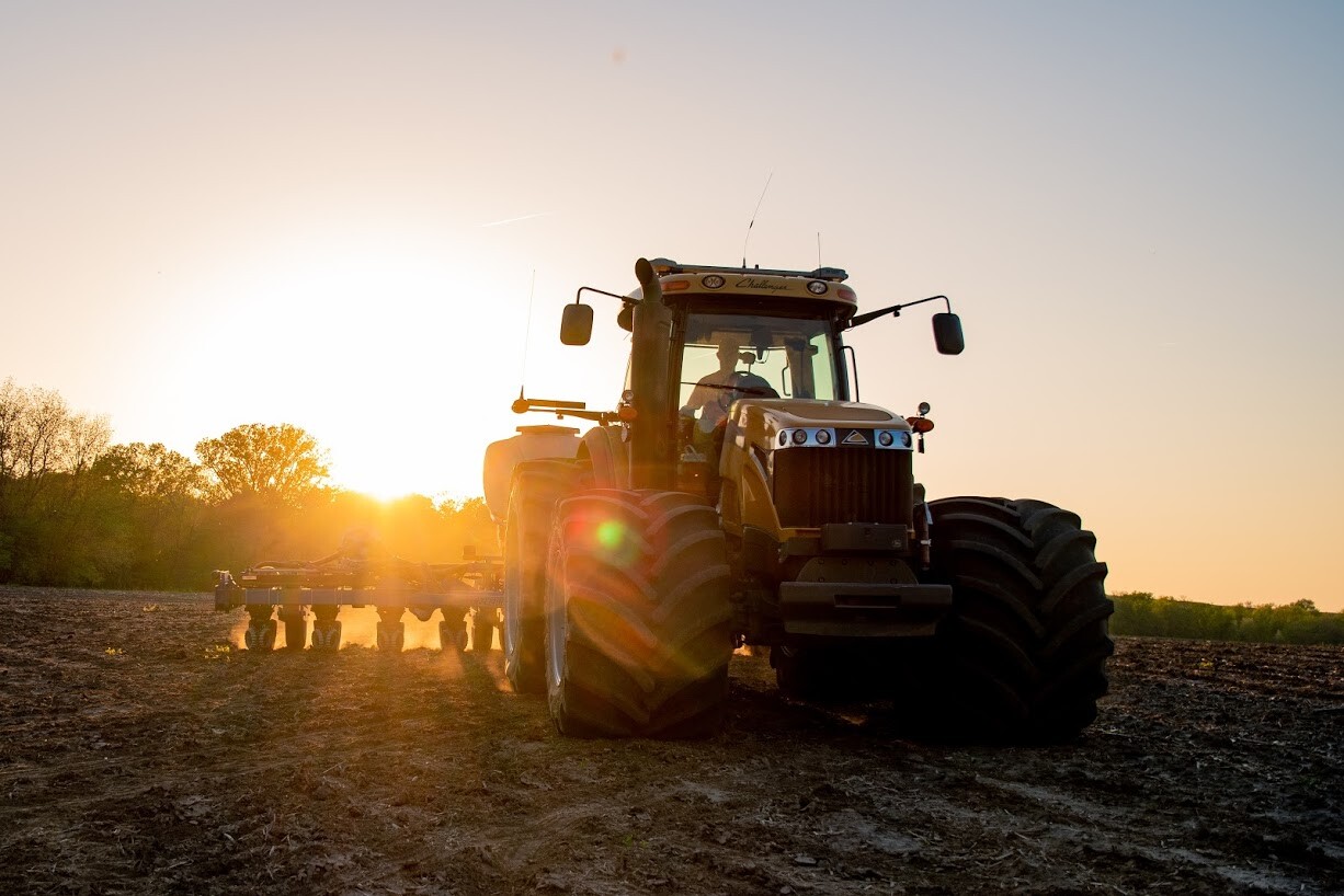 tractor in the sunset