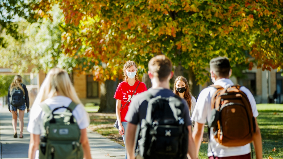 Students walk on East Campus 
