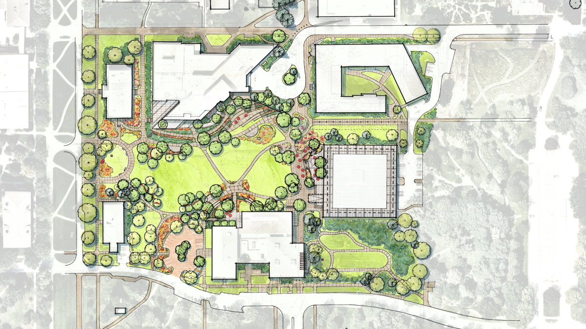a rendering of updates to legacy plaza meadows 