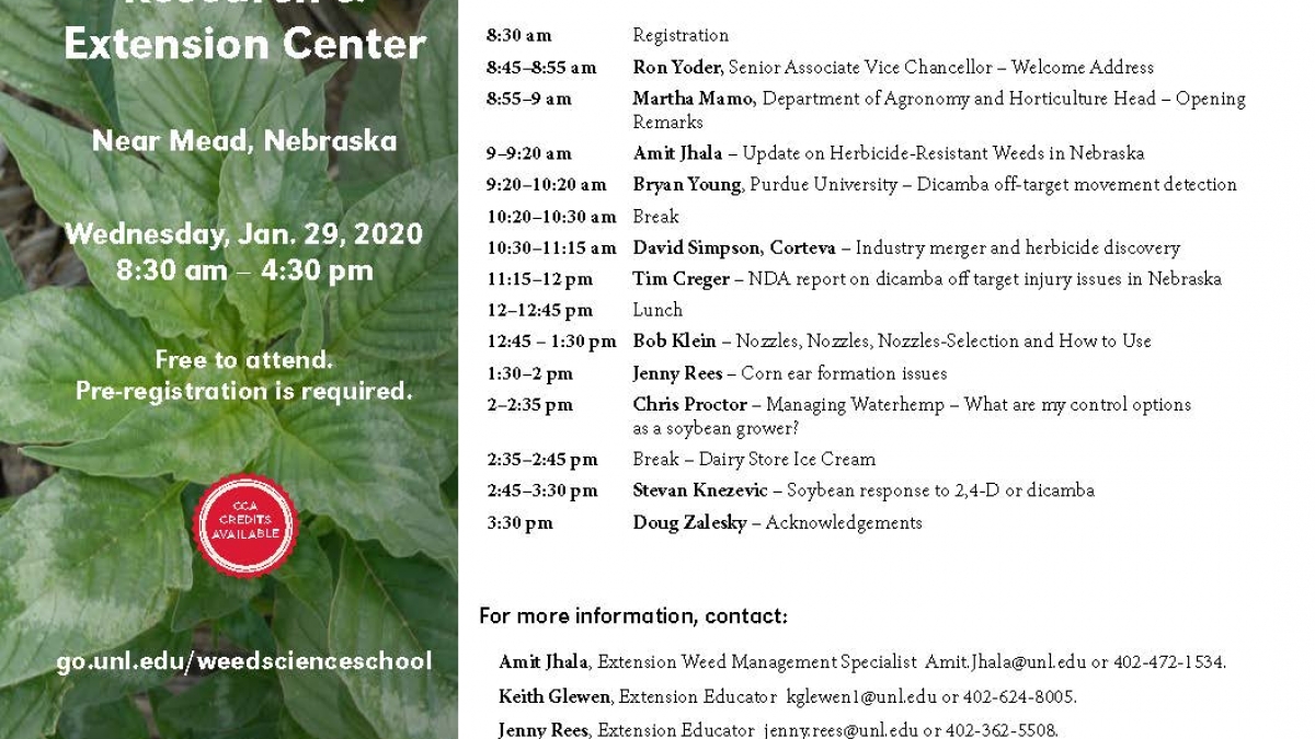 Weed Science School itinerary. 