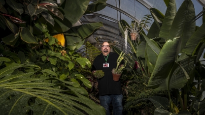 Jeff Witkowski in greenhouse